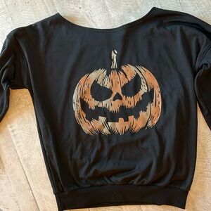 Pumpkin off the shoulder sweatshirt